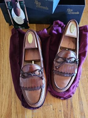 Vintage Allen Edmonds Brown Leather Kiltie Tassel Slip-On Loafers